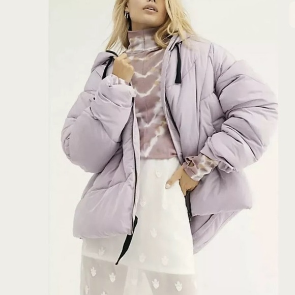 Free People Jackets & Blazers - NWT Free People Hailey puffer coat lilac hooded